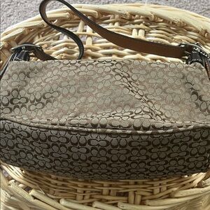 Coach Tan and Brown Patterned Shoulder Bag